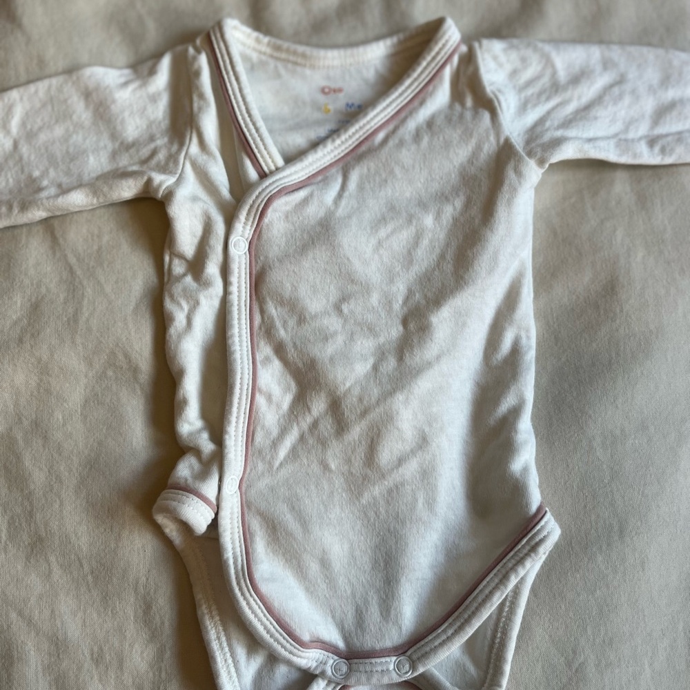 White Long Sleeve Kimono Baby Onesie